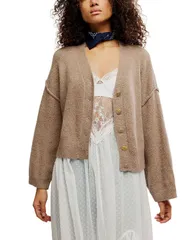 フリーピープル レディース アウター カーディガン Vネック セーター Free People Cool of The Night V Neck Cardigan Sweater Mocha Melaのサムネイル