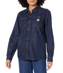 カーハート レディース トップス シャツ リラックスフィット デニム Carhartt Relaxed Fit Midweight Denim Overshirt Zion デニムのサムネイル