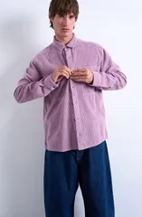 トップマン メンズ トップス シャツ レギュラーフィット コーデュロイ Topman Regular Fit Corduroy ButtonUp Shirt Lilac ライラックのサムネイル