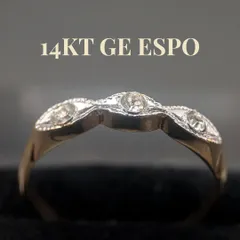 ESPO 16.5号 14KT GE 3連ストーン デザイナーズリング ゴールド 米国 ヴィンテージ メンズ レディースのサムネイル