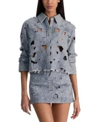 アリスアンドオリビア レディース トップス シャツ デニム Alice and Olivia Finely Laser Cut Denim Shirt Rockstblue デニムのサムネイル