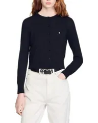 サンドロ レディース アウター カーディガン セーター クロップド Sandround Neck Cropped Cardigan Sweater Black ブラックのサムネイル