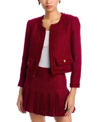 アリスアンドオリビア レディース アウター ジャケット・ブルゾン ツイード クロップド Alice and Olivia Landon Cropped Tweed Jacket Oxblood オックのサムネイル