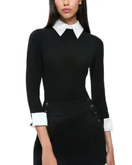アリスアンドオリビア レディース アウター ニット・セーター Alice and Olivia Porla Collared Sweater Black ブラックのサムネイル