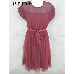 ◇ ◎ merlot plus メルロープリュス ウエストリボン付 切替 半袖 膝下丈 ワンピース バーガンディ系 レディース 【中古】 【1102160007055】のサムネイル