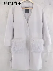 ■ ◎ w closet ダブルクローゼット フェイクファー付 ノーカラー コート サイズF グレー レディース  【1103030004181】のサムネイル