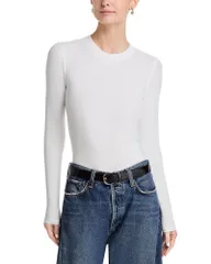 フレーム レディース トップス Tシャツ FRAME The Long Sleeve Rib Tee White ホワイトのサムネイル