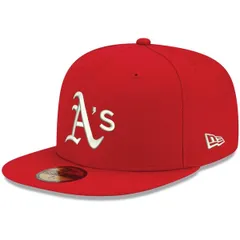ニューエラ メンズ アクセサリー 帽子 ロゴ Mens New Era Red Oakland Athletics White Logo 59FIFTY Fitted Hat Red レッド