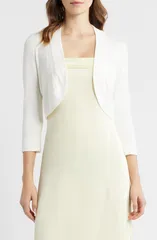 エリザジェイ レディース アウター パーカー・スウェット カーディガン Eliza J Bolero Cardigan White ホワイト