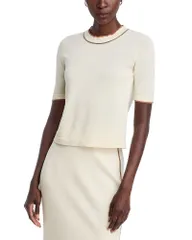 ファビアナ フィリッピ レディース トップス Tシャツ コントラスト ニット Fabiana Filippi Contrastripe Knitee Open White ホワイトのサムネイル