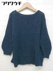 ◇ BEAMS HEART ビームス ハート リネン混 七分袖 ニット セーター ネイビー系 レディース 【中古】 【1104020001937】