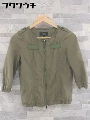 ◇ BEAUTY & YOUTH UNITED ARROWS 薄手 ジップアップ 七分袖 ノーカラー ジャケット サイズS カーキ レディース 【中古】 【1104060002345】