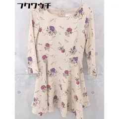 ◇ Noela ノエラ 総柄 バックジップ 七分袖 ミニ ワンピース サイズS ベージュ レディース 【中古】 【1104120004319】