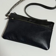 BARNEYS NEW YORK バーニーズニューヨーク ショルダーバッグ サコッシュ レザー ネイビー ブラック バイカラー B617のサムネイル