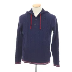【中古】ブルックスブラザーズ Brooks Brothers コットン ケーブル編み プルオーバー ニットパーカー パープルネイビー【サイズXS】【メンズ】のサムネイル