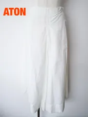 ATON　エイトン　Front tacked skirt　フロントタックスカート　定価42,900円　日本製　Sサイズ　オフホワイト　シルク混　前後丈違い　ロング　シンプル　送料込み　6466893のサムネイル