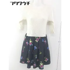 ◇ Rirandture リランドチュール ニット 切替 五分袖 ミニ ワンピース サイズ2 オフホワイト ブラック レディース 【中古】 【1105210018582】