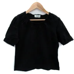 ピエールカルダン Pierre Cardin カットソー 半袖 ラウンドネック フリル 黒 ブラック /SM27のサムネイル