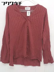 ◇ antiqua patterntorso アンティカ パターントルソ リブ コットン ニット カーディガン サイズML レッド系 レディース  【中古】 【1106110010539】