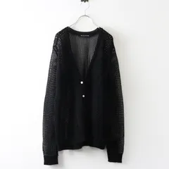 美品 ミズイロインド mizuiro ind メッシュVネックカーディガン ブラック┃黒 羽織り トップス ゆったりシルエット【2400014906943】