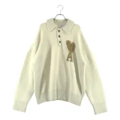 【美品】 AMI Alexandre Mattiussi / アミ・アレクサンドルマテュッシ | ウール オーバーシルエット ロゴ ポロ ニット セーター | アイボリー | メンズのサムネイル