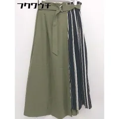 ◇ ◎ PAGEBOY ページボーイ ALICIA ベルト付 ストライプ ロング フレア スカート サイズF カーキ ブラック レディース  【中古】 【1107090015071】のサムネイル