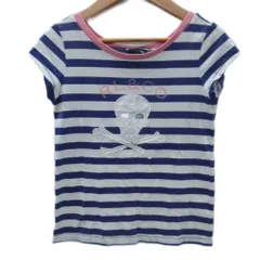 ラルフローレン RALPH LAUREN Tシャツ カットソー 半袖 140cm ブルー 青 ボーダー柄 スカル /SM10 ■GY58 女の子