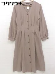 ◇ w closet ダブルクローゼット Vネック 長袖 ロング ワンピース サイズF ブラウン レディース  【中古】 【1107200019449】のサムネイル