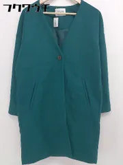 ◇ E hyphen world gallery PEACE 長袖 ノーカラー コート サイズ F グリーン レディース  【中古】 【1107230006990】