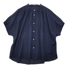 UNIVERSAL TISSU フレンチリネン 半袖ブラウス きれいなネイビー 