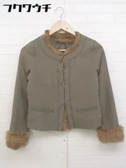 ◇ ◎ JUSGLITTY ジャスグリッティー ファー 長袖 ノーカラー ジャケット サイズ1 カーキ レディース  【中古】 【1108020004950】のサムネイル