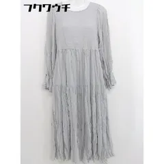 ◇ one after another NICE CLAUP リボン　 長袖 ロング ワンピース サイズF ライトグレー レディース  【中古】 【1108030007422】