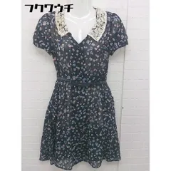 ◇ ◎ prideglide プライドグライド ウエストベルト付 総柄 半袖 ミニ ワンピース サイズ38 ネイビー レディース  【中古】 【1108110003030】のサムネイル