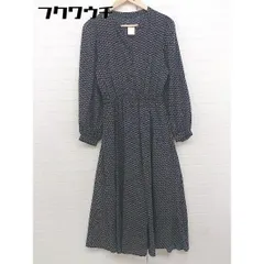 ◇ w closet ダブルクローゼット 総柄 長袖 ロング ワンピース ネイビー ホワイト オレンジ系 レディース  【1108190007492】のサムネイル