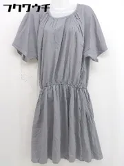◇ Ne-net ネネット ウエストゴム 刺繍 五分袖 膝下丈 ワンピース サイズ2 グレー レディース  【1108250001019】のサムネイル
