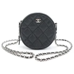 CHANEL (シャネル) マトラッセ ラウンド チェーンショルダーバッグ ミニバッグ ブラック キャビアスキン シルバー金具