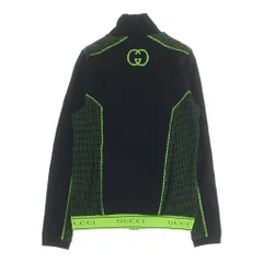 GUCCI (グッチ) 裾ロゴ ジャガード ジップアップ トラックジャケット ブラック/イエロー 698540のサムネイル