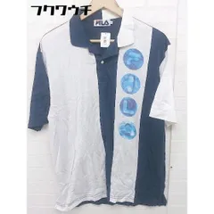 ◇ ◎ FILA フィラ 半袖 ポロシャツ サイズM ホワイト ネイビー ブルー系 メンズ  【中古】 【1109010005773】