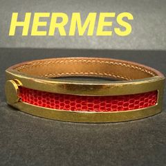 HERMES エルメス リザード コンビ Cバングル ブルーゴールド - メルカリ