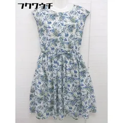 ◇ ◎ Techichi テチチ 花柄 ノーカラー ノースリーブ 膝丈 ワンピース サイズ M ホワイト ブルー マルチ レディース  【1109030015585】のサムネイル