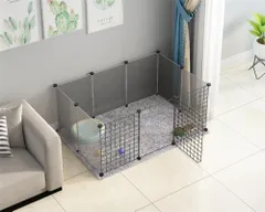 ペットサークル 犬 サークルケージ ペットフェンス ドア付き 10枚 接続式 簡単組み立て 折りたたみ 犬用 多頭 広げる レイアウト自由 107×47cmグレー・パーティションのサムネイル