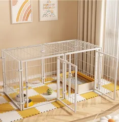 ペットフェンス 中型犬 小型犬用 折りたたみ可能 ドア付き 70×80×140cm ホワイト 金属製 6パネル 連結可能 室内外兼用 組立簡単 犬ゲージ ドッグサークルのサムネイル