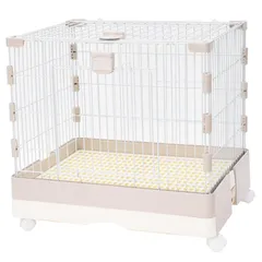 ウサギケージ ベージュ 1段 60*46*56cm うさぎ モルモット ハリネズミ ハムスターに対応 小動物ケージ 大型 多段式 1-3多頭飼い 組立簡単 折りたたみ収納 スチール製 引き出し式 天井ドア付きで 餌やりが便利です 掃除簡単 自由なスペース 屋内のサムネイル