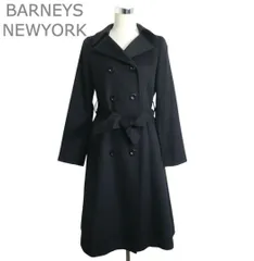 美品 バーニーズニューヨーク BARNEYS NEWYORK ロングコート トレンチコート カシミヤ100％ Aライン ウエストベルト ダブルブレスト ブラック サイズ7 レディースのサムネイル