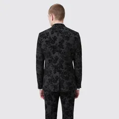 ツイステッド テイラー メンズ アウター ジャケット・ブルゾン Twisted Tailor Fleet Skinny Fit Flocked Jacket Charcoal Floral チャコール
