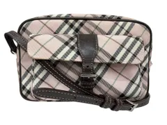 BURBERRY BLUE LABEL (バーバリーブルーレーベル) ノバチェック柄ショルダーバッグ ナイロン 牛革 日本製 ZAE74-210-12 ピンク レディース/043