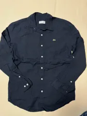 (状態SS出品価格19) LACOSTE 正規品 リネン ネイビーシャツ 95-100