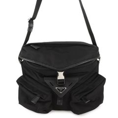 新品) PRADA プラダ ショルダーバッグ ナイロン 黒 三角ロゴ 斜め掛け