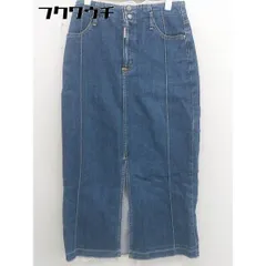 ◇ SOMETHING サムシング ハイウエスト カットオフ スリット 膝下丈 ナロー スカート サイズM インディゴ レディース  【中古】 【1110130001187】のサムネイル