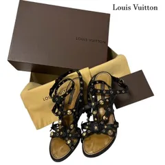 ルイヴィトン LOUIS VUITTON モノグラムフラワー スタッズ レースアップ レザー サンダル 　サイズ：22.5cm〜23.0cm